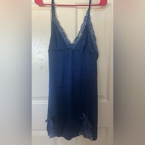 Navy Lace Trim Chemise